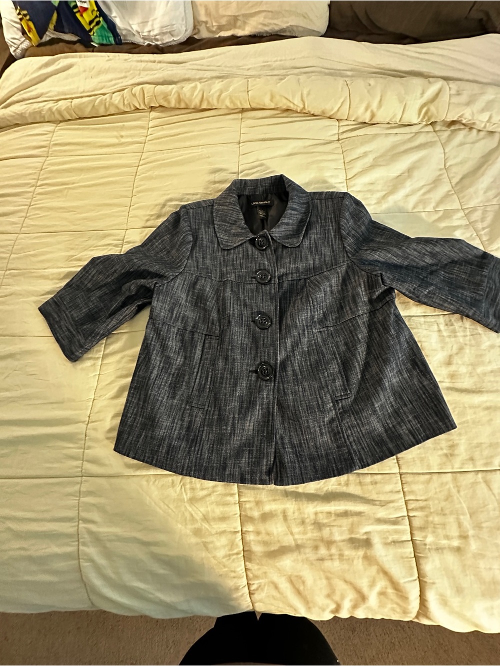 Women’s Navy Button-Front Dress Coat